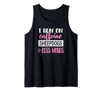 Funny Womens Girls I Run On Caffeine & Sheepdogs Lover Camiseta sin Mangas