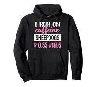 Funny Womens Girls I Run On Caffeine & Sheepdogs Lover Sudadera con Capucha