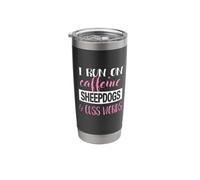 Funny Womens Girls I Run On Caffeine & Sheepdogs Lover Vaso térmico de acero inoxidable de doble pared