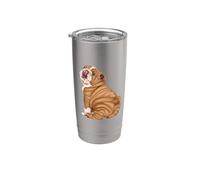 Funny Womens Girls Kids Puppy Old English Bulldog Lover Vaso térmico de acero inoxidable de doble pared