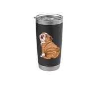 Funny Womens Girls Kids Puppy Old English Bulldog Lover Vaso térmico de acero inoxidable de doble pared