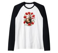 Funny Womens Girls Kids Red Poppy Flower Mom Ferret Lover Camiseta Manga Raglan