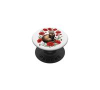 Funny Womens Girls Kids Red Poppy Flower Mom Ferret Lover PopSockets PopGrip Adhesivo