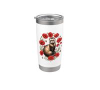 Funny Womens Girls Kids Red Poppy Flower Mom Ferret Lover Vaso térmico de acero inoxidable de doble pared