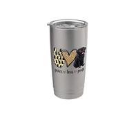 Funny Womens Girls Peace Love Black Pug Lover Vaso térmico de acero inoxidable de doble pared