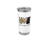 Funny Womens Girls Peace Love Black Pug Lover Vaso térmico de acero inoxidable de doble pared