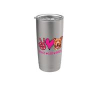 Funny Womens Girls Peace Love Pit Bull Dog Lover Vaso térmico de acero inoxidable de doble pared