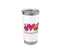 Funny Womens Girls Peace Love Pit Bull Dog Lover Vaso térmico de acero inoxidable de doble pared