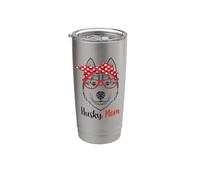 Funny Womens Girls Red Glasses Siberian Husky Dog Lover Vaso térmico de acero inoxidable de doble pared