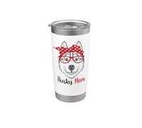 Funny Womens Girls Red Glasses Siberian Husky Dog Lover Vaso térmico de acero inoxidable de doble pared