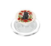 Funny Womens Girls Red Poppy Flower Floral Black Pug Lover PopSockets PopGrip para MagSafe