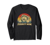 Funny Womens Girls Retro Sunset Vintage Mom Ferret Lover Manga Larga