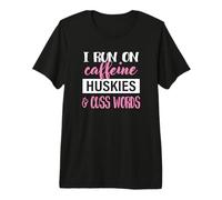 Funny Womens Girls Run On Caffeine Siberian Husky Dog Lover Camiseta Premium