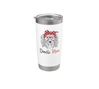 Funny Womens Hipster Bandana Glasses Labradoodle Doodle Mom Vaso térmico de acero inoxidable de doble pared