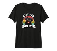 Funny Womens Retro Vintage Best Mom Black Pug Lover Camiseta Premium