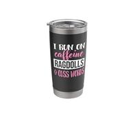 Funny Womens Run On Caffeine & Cuss Words Ragdoll Lover Vaso térmico de acero inoxidable de doble pared