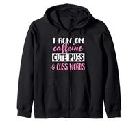 Funny Womens Run On Caffeine Pugs & Cuss Words Lover Sudadera con Capucha
