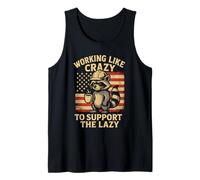 Funny Working Like Crazy To Support The Lazy Raccoon Camiseta sin Mangas