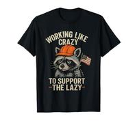 Funny Working Like Crazy To Support The Lazy US Flag Raccoon Camiseta