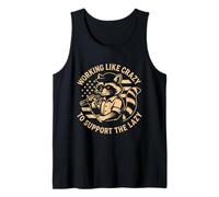 Funny Working Like Crazy To Support The Lazy US Flag Raccoon Camiseta sin Mangas