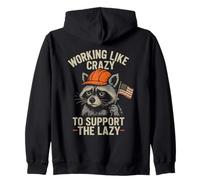 Funny Working Like Crazy To Support The Lazy US Flag Raccoon Sudadera con Capucha
