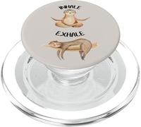 Funny Workout Inhale Exhale Perezoso Yoga Pose Relax Nap Beige PopSockets PopGrip para MagSafe