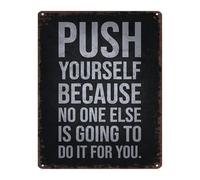 Funny Workout Sign Push Yourself Motivational Quote Retro Metal Tin Sign for Garage Gym Man Cave Wall-Art (8 X 12 in)
