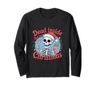 Funny Xmas Skeleton Graphic. Dead Inside But It's Christmas Manga Larga