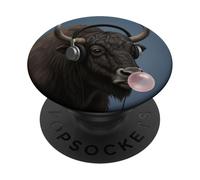 Funny Yak Music Lover Bubblegum Zoo Niños Niñas Niños PopSockets PopGrip Adhesivo