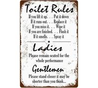 Funnyarcastic Toilet Rules - Póster de decoración vintage para pared, póster de metal, 8 x 12 pulgadas