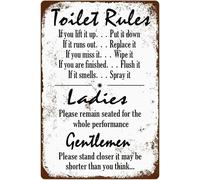 Funnyarcastic Toilet Rules - Póster de decoración vintage para pared, póster de metal, 8 x 12 pulgadas