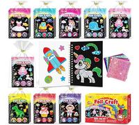 FUNNYB&G Arte con Foil Actividad Libros Colorear Detalles Cumpleaños niños, 2 IN 1 Foil Art&Livros de Colorir infantis, Regalos Cumpleaños Niños Colegio|Manualidades Niños Niña 4-10 Años (clásico 16)