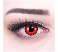 funnylens 1 par de colores rojos Negra Crazy FUN Red Lunatic vampiro Zombie Año Contacto lente Perfección a Halloween, carnaval, o fasnacht con Gratis Contacto lente recipiente sin grosor.