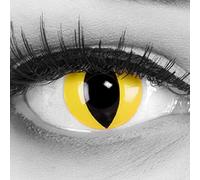 Funnylens - 1 par de lentes de contacto de color amarillo Crazy Fun Cat Eye para Carnaval, Halloween, con estuche para lentes de contacto sin graduación.