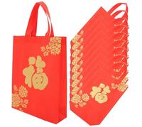 FUNOMOCYA 10 Piezas Bolsa de con Asas de Tela No Tejida para Año Chino Paquete de Unidades Resistente y Reutilizable Decoración Festiva para Fiesta de Primavera y Envoltorio de