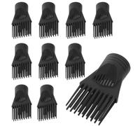 FUNOMOCYA 10 Piezas de Boquilla Peine para Secador de Pelo de Plástico Negro, Accesorio Profesional para Eliminar Rizos y Maximizar Volumen en Barbería o Casa