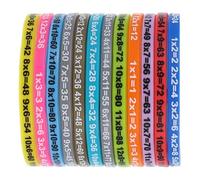 FUNOMOCYA 12 Piezas Pulseras Educativas de Silicona para Estudiantes Unidades Coloridas con Tablas de Multiplicar Impresas Cómodas y Prácticas para Jóvenes Fiestas Temáticas