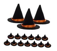 FUNOMOCYA 16 Piezas Sombreros Mini de Bruja Fieltro Negro para Halloween Decorativas para Botellas de Vino Accesorios Miniatura para Manualidades y Decoración de Fiesta