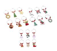 FUNOMOCYA 18 Piezas Identificadores Copas Vino Navidad Adornos Mesa Festivos con Colgantes Metálicos Duraderos para Fiestas y Reuniones Familiares