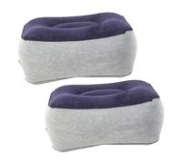 FUNOMOCYA 2 piezas Almohada Inflable para Viaje Reposapiés y Elevación Piernas Cojín Multifuncional de PVC Aterciopelado para Coche Oficina Fácil de Inflar y Portátil