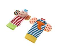 FUNOMOCYA 2 piezas Calcetines Sonajero para Bebés Diseño y Mono Suave Seguro Desarrollo Sensorial y Motriz Recién Nacidos Juguetes Infantiles