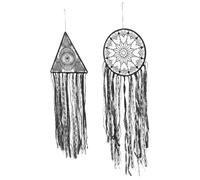 FUNOMOCYA 2 Piezas Captura Sueños Negro con Borlas Colgante y Redondo para Decoración de Pared Sala Dormitorio Ventana y
