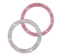 FUNOMOCYA 2 piezas Cubierta de Botón de Arranque con Pedrería Anillo Decorativo para Coche Compatible Diseño Elegante con Cristales Brillantes Accesorios para Pulsador de Encendido Rápido