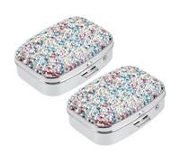 FUNOMOCYA 2 Piezas Estuche de Viaje para Medicamentos, Farmacia de Bolsillo, Metálico con Gemas de Imitación, 2 Compartimentos, Rectangular, para Oficina y Commuting