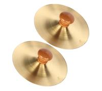 FUNOMOCYA 2 Piezas Platillos de Dedos Infantiles de Cobre con Mango de Madera Instrumento de Percusión para Danza y Educación Musical