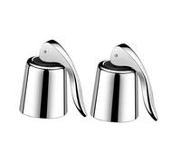 FUNOMOCYA 2 piezas Tapón de Vino de Acero Inoxidable Cierre Hermético para Botellas de Accesorios para Conservación con Mango Ergonómico y Caja de Regalo
