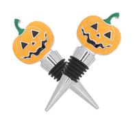 FUNOMOCYA 2 Piezas Tapones para Vino con Diseño de Calabaza para Halloween Selladores Herméticos de Aleación de Zinc Reutilizables Preservan Botella para Fiesta y Bar
