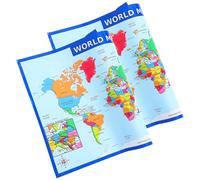 FUNOMOCYA 2 pósteres educativos de mapa del mundo infantil 50×35 cm, mapas murales laminados para pared, diseño colorido para aula y dormitorio preescolar