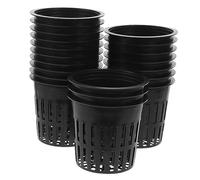 FUNOMOCYA 20 Unidades Macetas de Cultivo Hidropónico Sin Suelo 4 Pulgadas Cestas de Malla de Plástico con Control de Raíces para Huerto Balcón Hierbas (Negro)