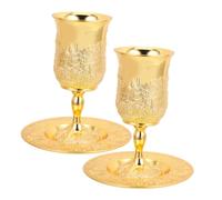 FUNOMOCYA 2juegos Cáliz para Vino Judaica Copa con Relieve para Shabat Cáliz para Havdalá con Bandeja para Fiestas y Celebraciones Judías